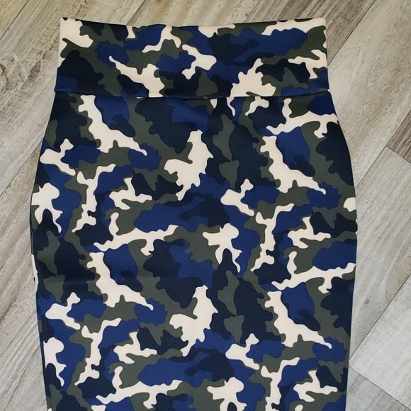 Blue/Grey/White Camo Pencil Skirt